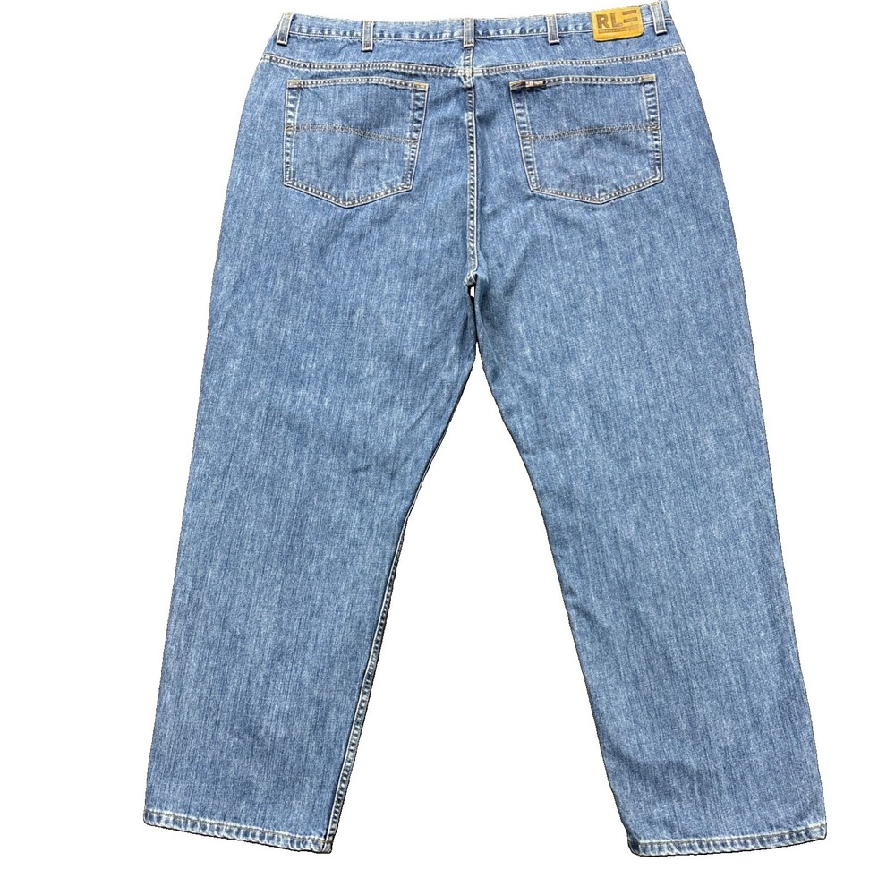 VTG RALPH LAUREN POLO JEANS CO WIDE LEG MEN'S JEANS 48X32 BLUE DENIM STREETWEAR
